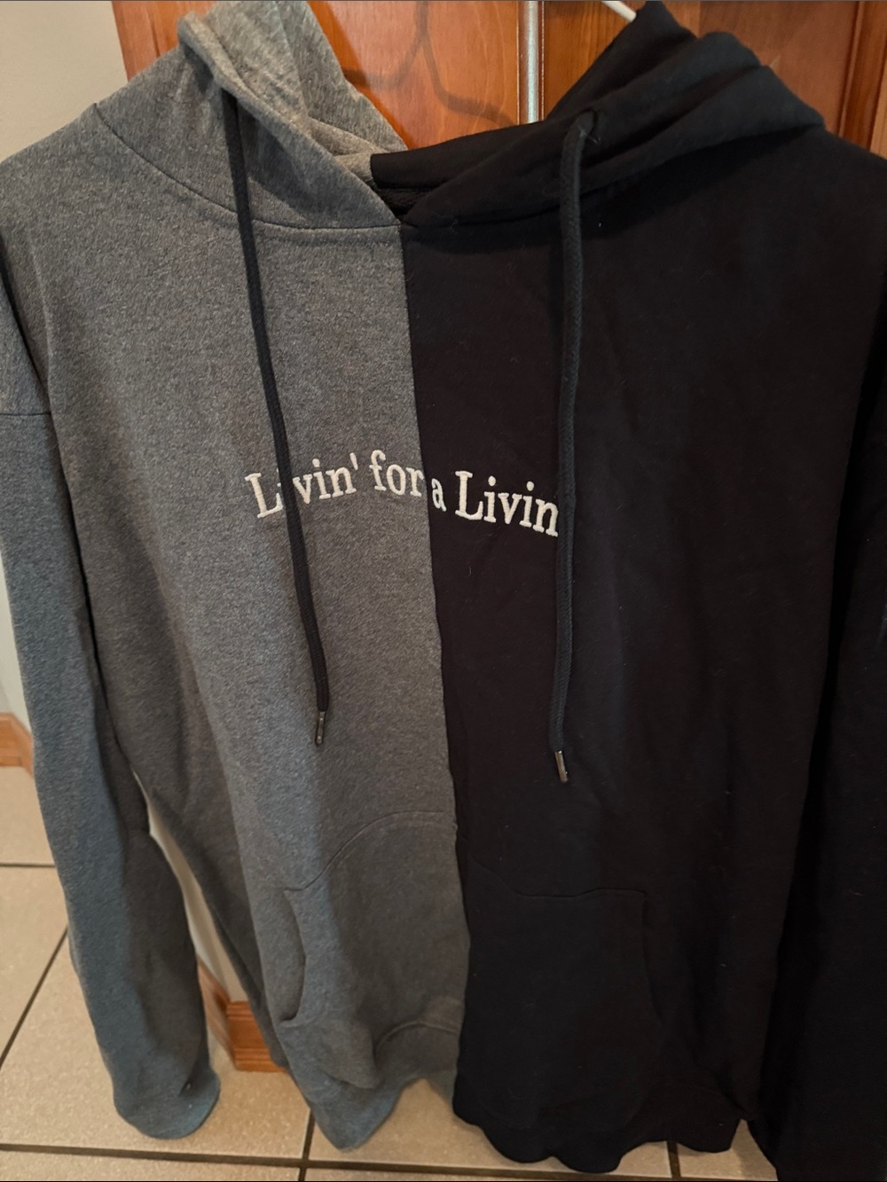Two-Tone Black & Gray Men's Hoodie - Livin' for a Livin'